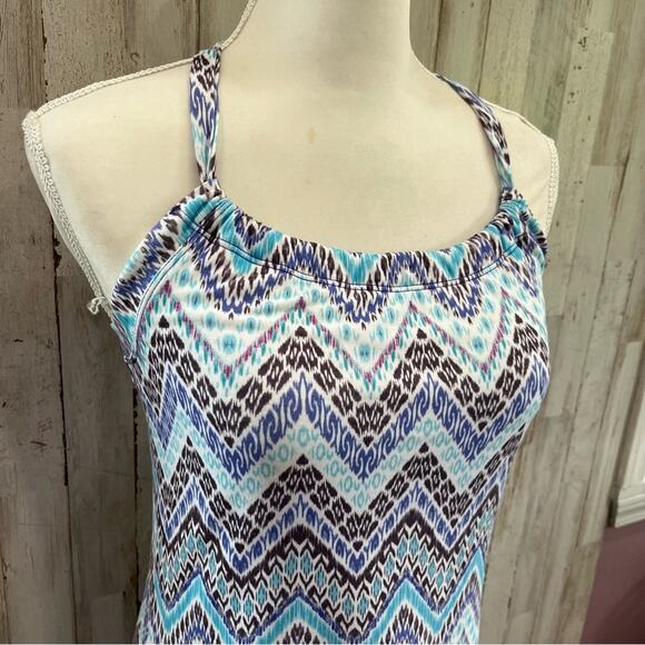 Prana Blue Patterned Quinn Racer Back Dress Shelf Bra - Picture 3 of 8
